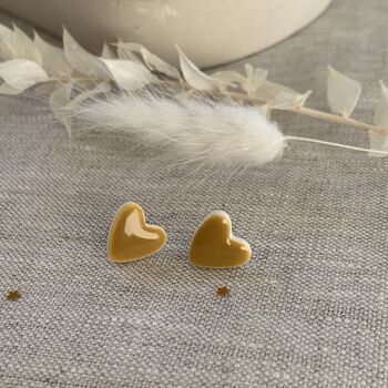 Mustard Yellow Heart Stud Earring, 4 of 8