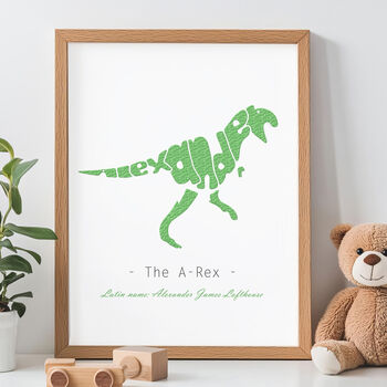 Personalised T Rex Dinosaur Print, 2 of 2