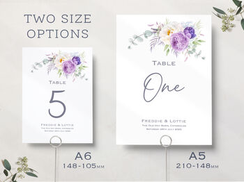 Wedding Table Names Purple White Florals, 3 of 4