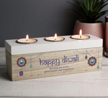 Personalised Diwali Triple Tealight Box, 3 of 3