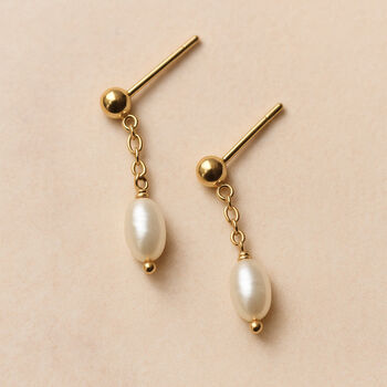 Gold Or Silver Pearl Drop Earrings – Handmade Freshwater Pearl Bridal Jewellery, 2 of 8