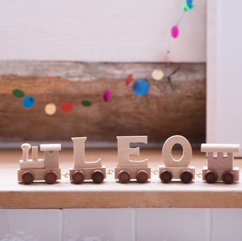 Personalised Natural Wooden Train, 2 of 7
