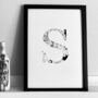 'Letter S' Linear Illustration Print, thumbnail 1 of 7