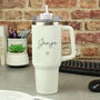 Travel Cup With Straw Personalised White Insulated Gym Mug, thumbnail 2 of 6