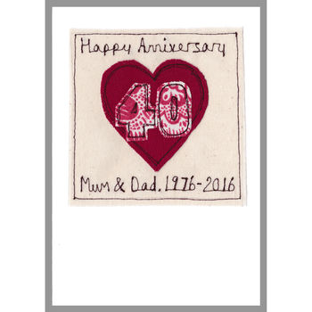 Personalised Ruby 40th Wedding Anniversary Card, 11 of 12