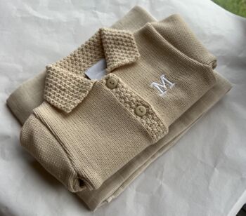 Personalised Beige Knitted Cardigan, 5 of 7