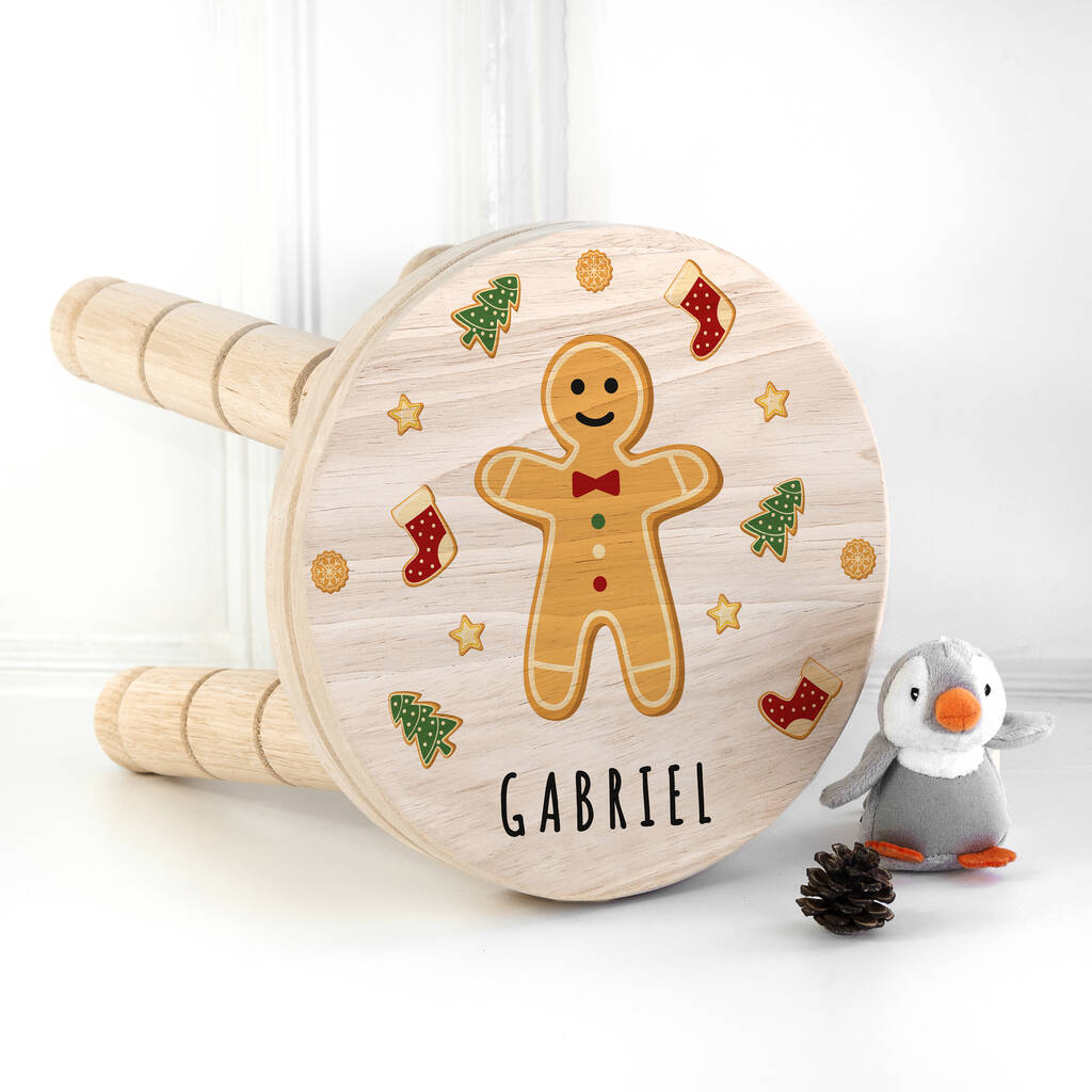 Personalised Christmas Gingerbread Wooden Stool, 1 of 2