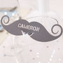 Personalised Moustache Wine Glass Name Place Card, thumbnail 1 of 3