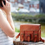 Personalised Vintage Style Brown Leather Satchel Bag, thumbnail 3 of 9