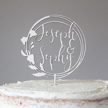 Personalised Floral Wreath Wedding Cake Topper, 4 of 5