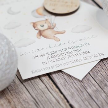 Teddy Bear Balloon Baby Shower Invitation Magnet, 4 of 6