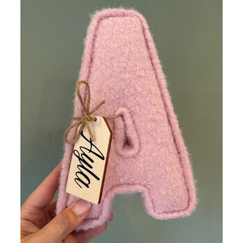 Boucle Fabric Letter With Personalised Wooden Name Tag, 3 of 7