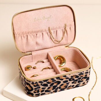 Leopard Print Velvet Rectangular Travel Jewellery Case, 3 of 3