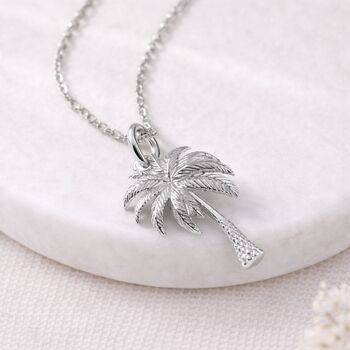 Personalised Sterling Silver Palm Tree Pendant Necklace, 5 of 9