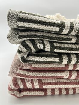 Hestia Modern, Striped Cotton Blanket Pink Terracotta, 12 of 12