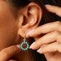 Halo Radiance Turquoise Silver/Gold Statement Earrings, thumbnail 2 of 12