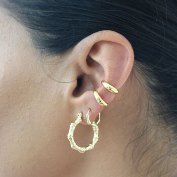 18 K Gold Filled Small Gold Bamboo Hoop Earrings, 5 of 6
