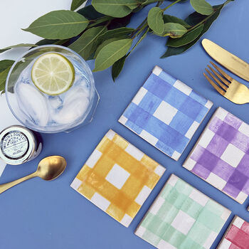 Square Ceramic Picnic Styled Coasters, 2 of 7