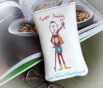 Personalised Super Dad Hand Embroidered Glasses Case – Custom Father’s Day Gift, 5 of 6