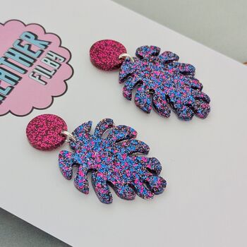 For Plant Lovers Glitter Cheese Leaf Resin Earrings, 5 of 8