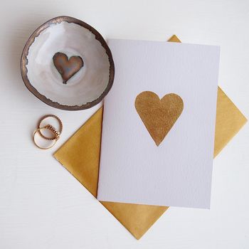 Handmade Valentines Gold Heart Ceramic Ring Dish, 11 of 11