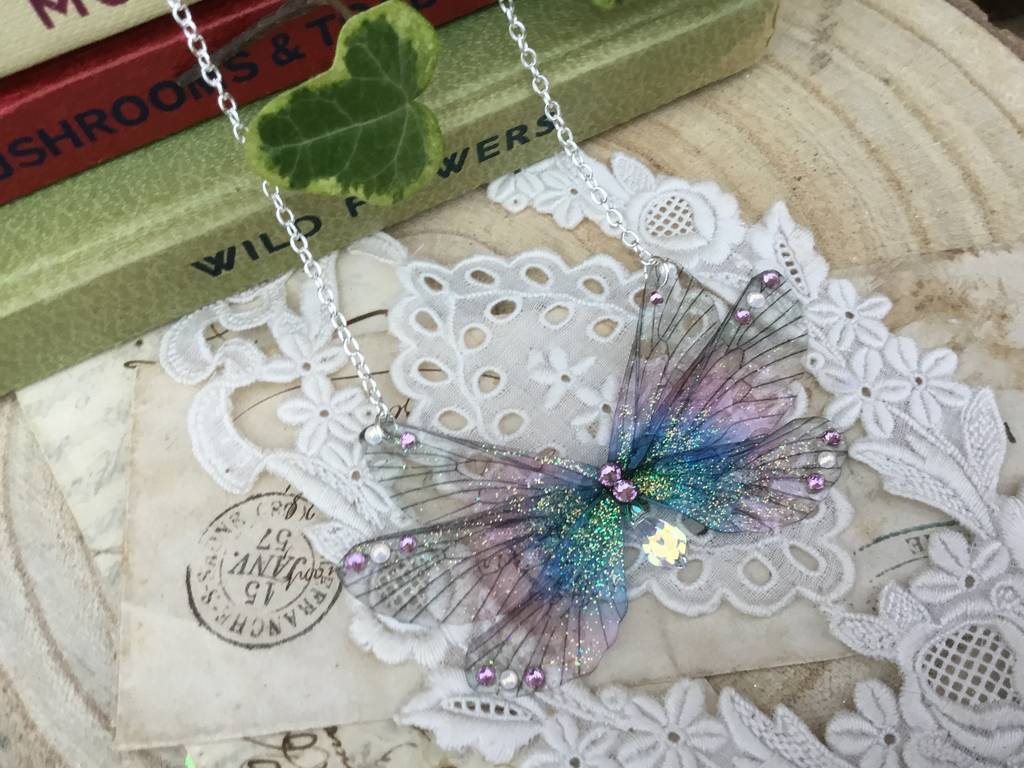 Purple Rainbow Faerie Wing Necklace, 1 of 2