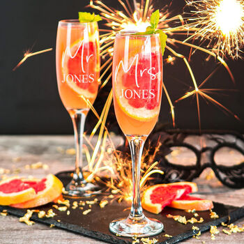 Personalised Anniversary Mr And Mrs Champagne Flute Glass, 2 of 3