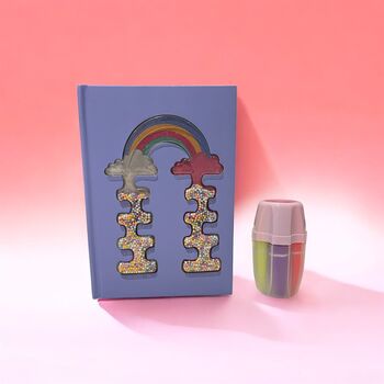 Purple Rainbow ‘Bead Shaker’ Notebook And Highlighter Pens, Stocking Fillers, 5 of 7