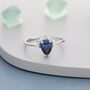 Pear Cut Sapphire Blue Cz Crown Ring In Sterling Silver, thumbnail 6 of 12