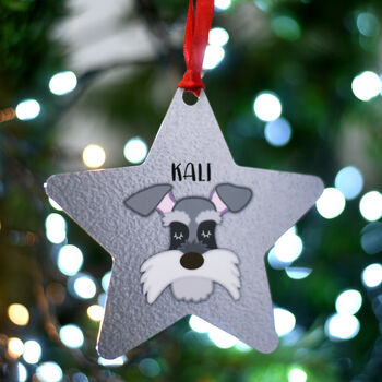 Schnauzer Christmas Tree Dog Decoration Personalised, 10 of 10