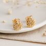 Gold Plated Sterling Silver Marigold Stud Earrings – October Birth Flower, thumbnail 1 of 5