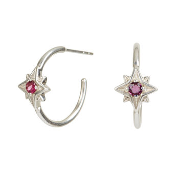 Guiding North Star September Birthstone Silver Hoops, 6 of 12