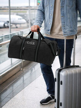 Personalised Black Canvas Overnight Bag, 3 of 4