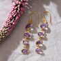 Ruby Pebble Gold Plated Silver Drop Earrings, thumbnail 7 of 8