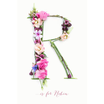 Personalised Floral Initial Letter Print, 5 of 7