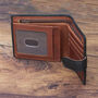 Personalised Mens Black And Tan Leather Wallet Rfid, thumbnail 4 of 9