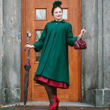 43' Swing Coat In Black Vintage 1940s Style, 3 of 3