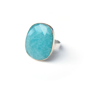 Faceted Large Amazonite Gemstone Ring Set In 9ct Gold, 2 of 5