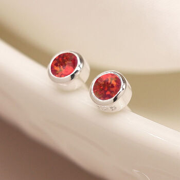 Mini Sterling Silver Flame Red Opal Stud Earrings, 6 of 11