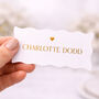 Personalised White Wavy Edge Heart Wedding Gold Foiled Place Cards, thumbnail 1 of 5
