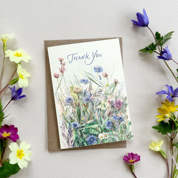 Meadow Flowers Watercolour Thank You Card, 2 of 3