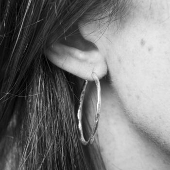 Olivera Brushed Sterling Silver Hoop Earrings, 4 of 7
