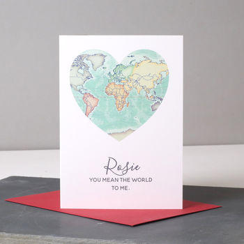 You Are My World Map Heart Valentine's Card, 4 of 6