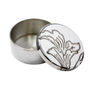 Personalised Floral Pewter Trinket Box Pill Box, thumbnail 2 of 5