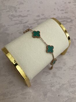 Rose Gold Green Clover Bracelet, 4 of 6