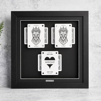 Personalised Mrs And Mrs Wedding Gift Queen Playing Cards Frame, 6 of 9