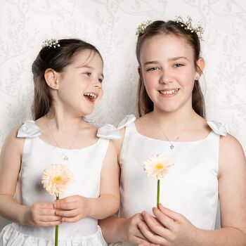 Kids Sterling Silver And Gold Daisy Heart Necklace, 2 of 3