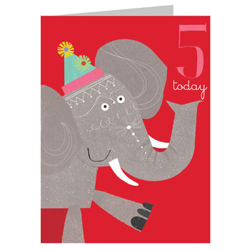 Mini Elephant 5th Birthday Card, 2 of 4