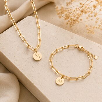 Personalised Initial Disc Paperclip Bracelet, 7 of 8