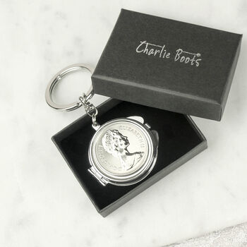 Personalised 50th Birthday Ten Pence Compact Mirror Keyring, 2 of 7